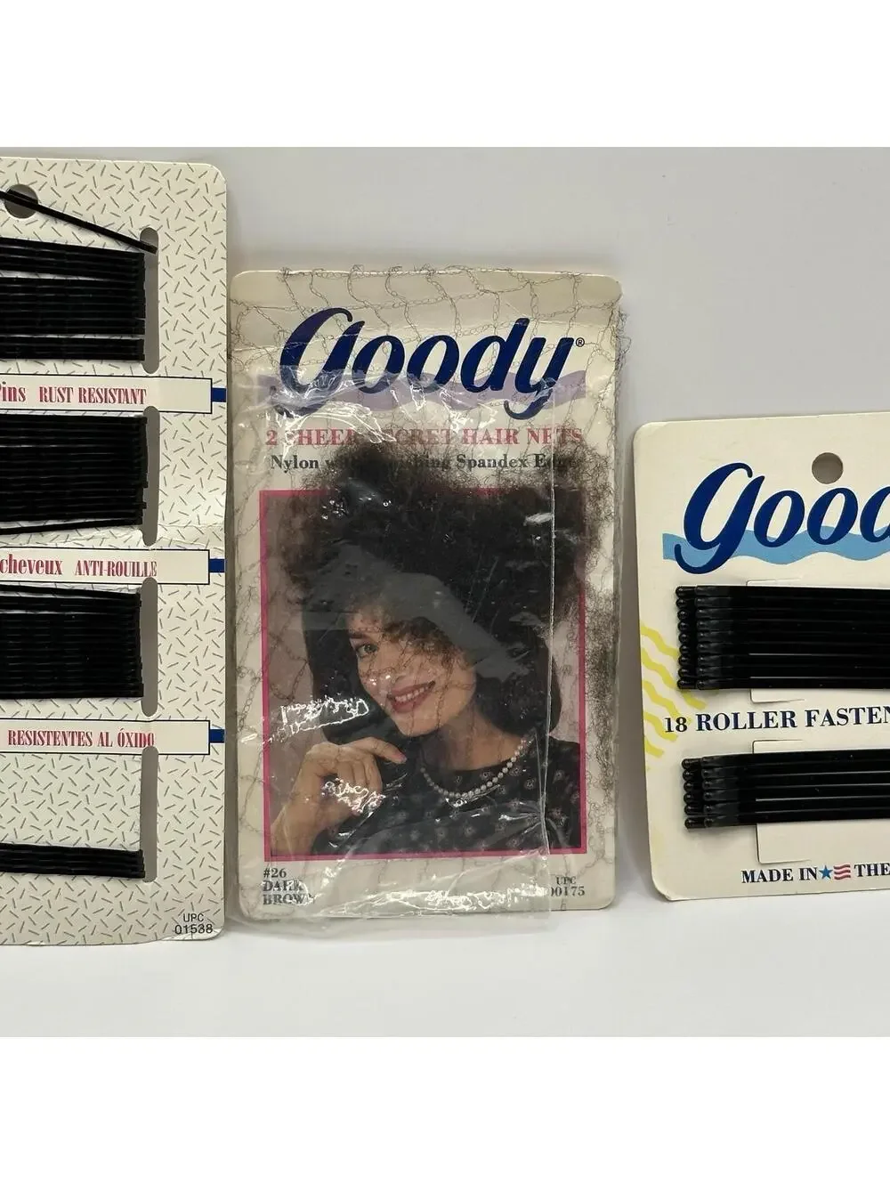 GOODY VINTAGE Dark Brown HAIR NETS CLASSIC Net GERMAN WITH FASTENERS & BOBBY PIN